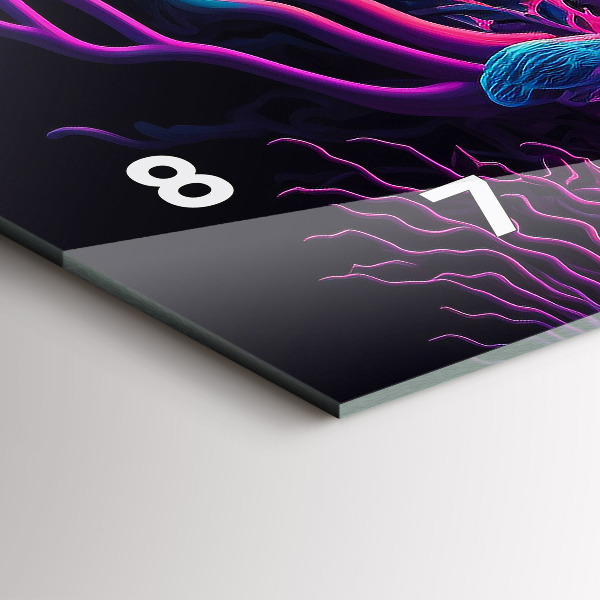 Horizontal wall clock Neon Mushrooms