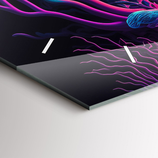 Horizontal wall clock Neon Mushrooms