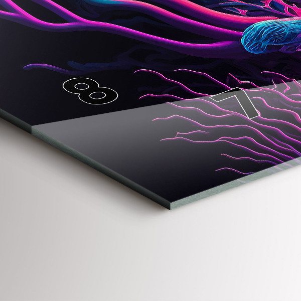 Horizontal wall clock Neon Mushrooms