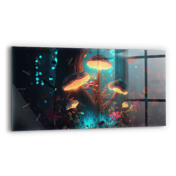 Horizontal wall clock Forest and magic mushrooms
