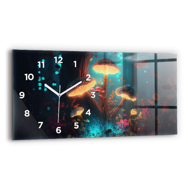 Horizontal wall clock Forest and magic mushrooms