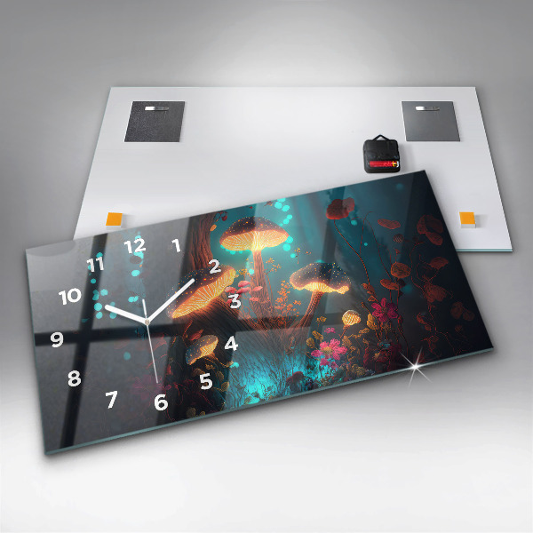 Horizontal wall clock Forest and magic mushrooms