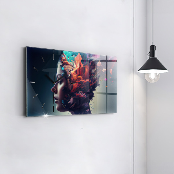 Horizontal wall clock Emotions abstract woman