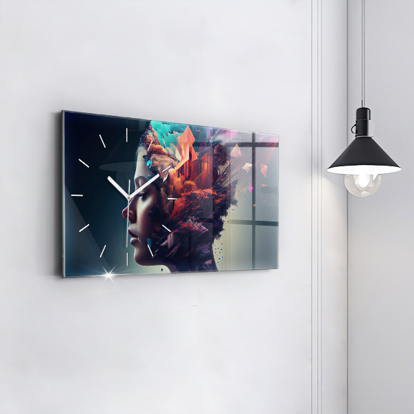 Horizontal wall clock Emotions abstract woman