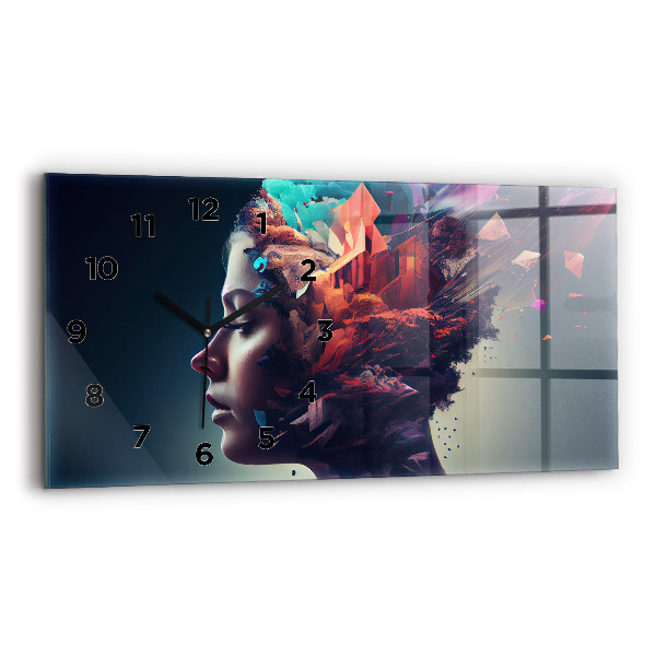 Horizontal wall clock Emotions abstract woman