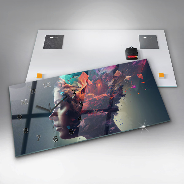 Horizontal wall clock Emotions abstract woman