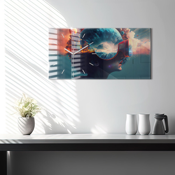 Horizontal wall clock Futuristic Virtual World
