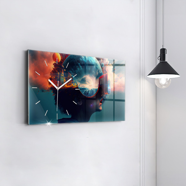 Horizontal wall clock Futuristic Virtual World