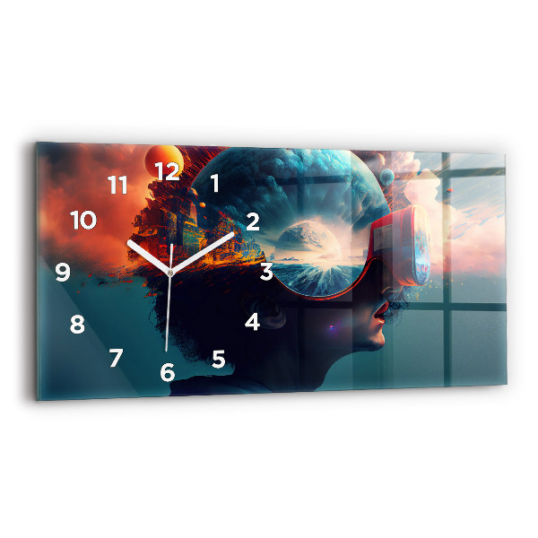 Horizontal wall clock Futuristic Virtual World