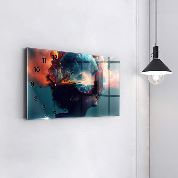 Horizontal wall clock Futuristic Virtual World