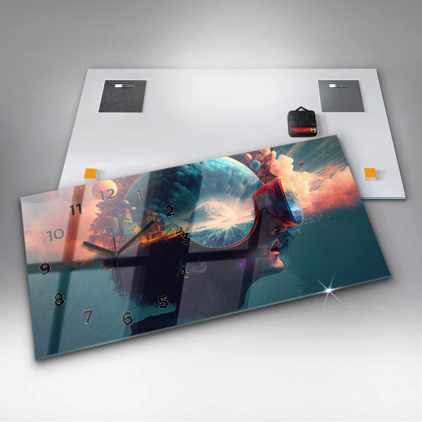 Horizontal wall clock Futuristic Virtual World