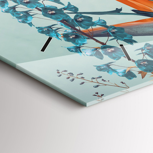 Horizontal wall clock Woman with flowers