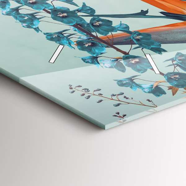 Horizontal wall clock Woman with flowers