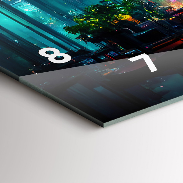 Horizontal wall clock Cyberpunk style city