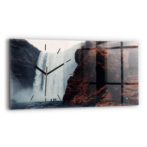 Horizontal wall clock Waterfall Iceland Landscape