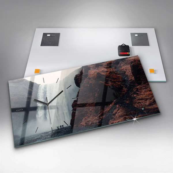 Horizontal wall clock Waterfall Iceland Landscape