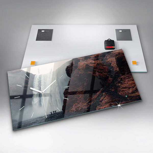 Horizontal wall clock Waterfall Iceland Landscape
