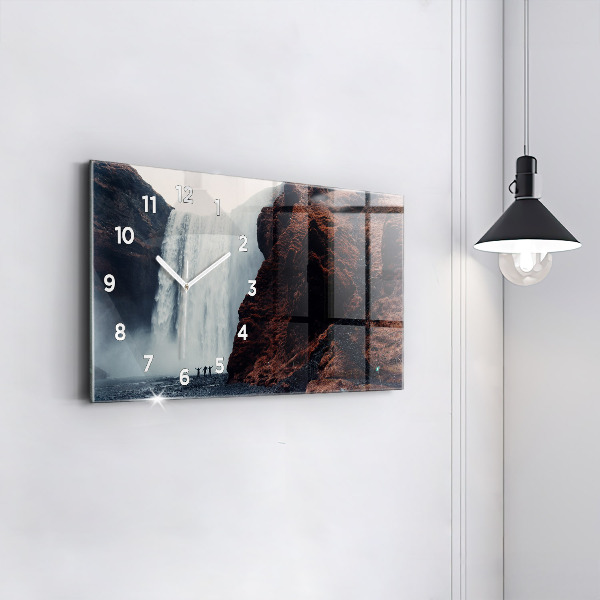 Horizontal wall clock Waterfall Iceland Landscape