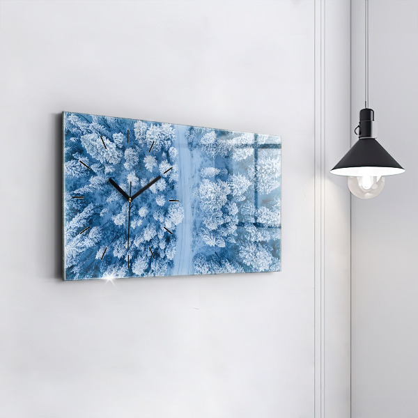 Horizontal wall clock Forest from a bird's eye view Drone