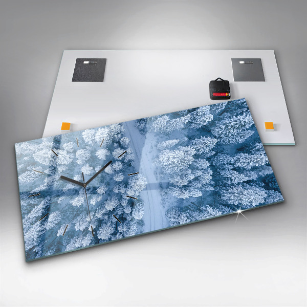 Horizontal wall clock Forest from a bird's eye view Drone