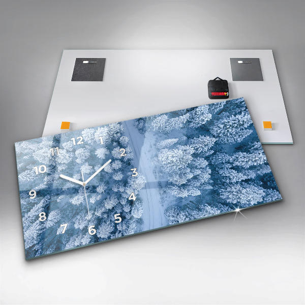 Horizontal wall clock Forest from a bird's eye view Drone