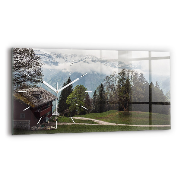 Horizontal wall clock Mountain view