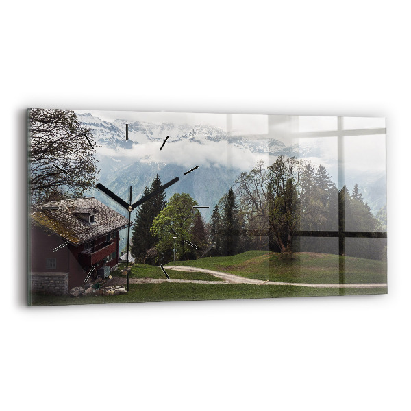 Horizontal wall clock Mountain view