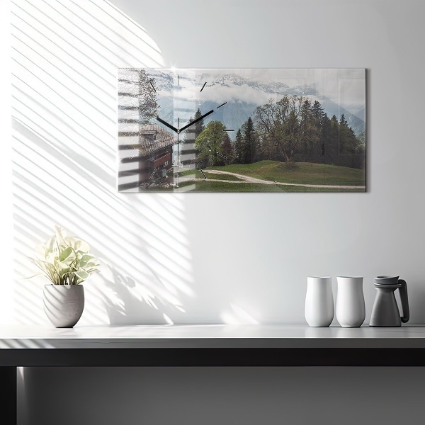 Horizontal wall clock Mountain view