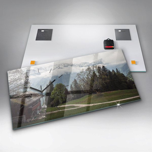 Horizontal wall clock Mountain view