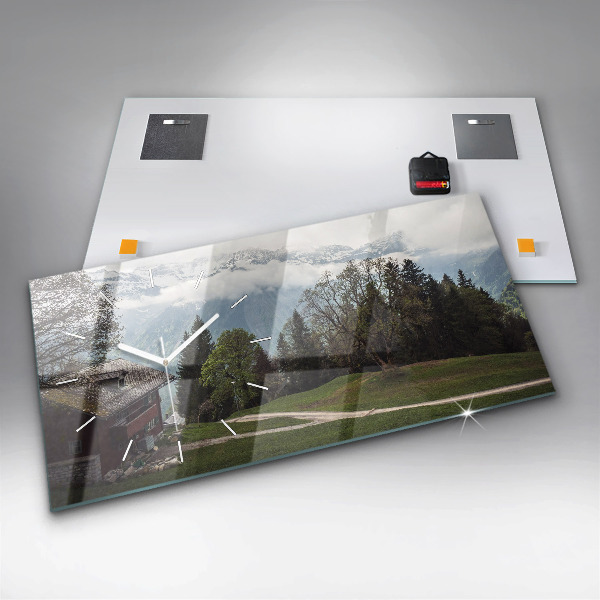 Horizontal wall clock Mountain view