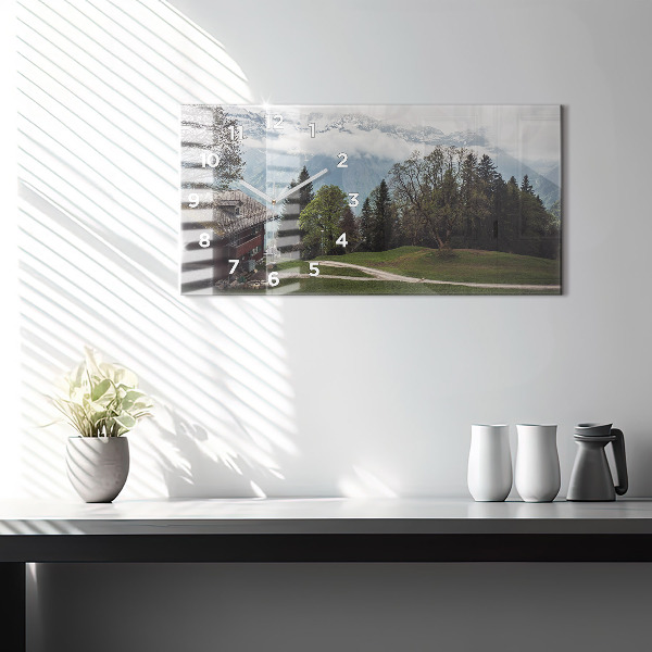 Horizontal wall clock Mountain view