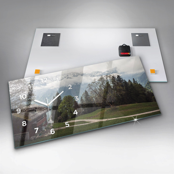 Horizontal wall clock Mountain view