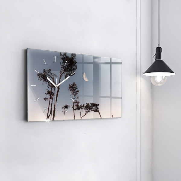Horizontal wall clock Crescent and trees
