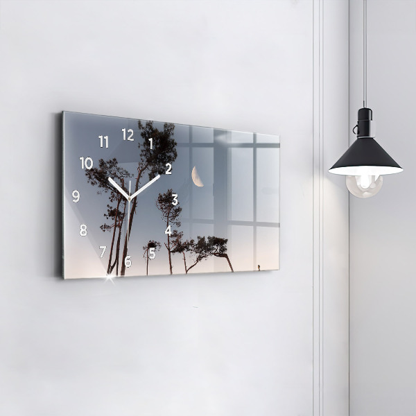 Horizontal wall clock Crescent and trees