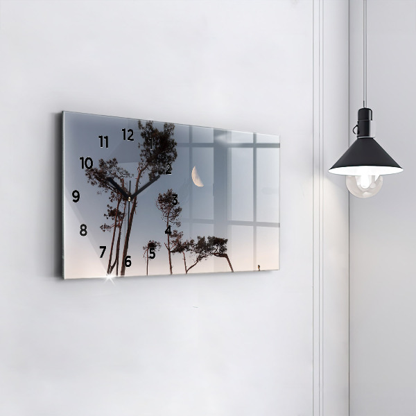 Horizontal wall clock Crescent and trees