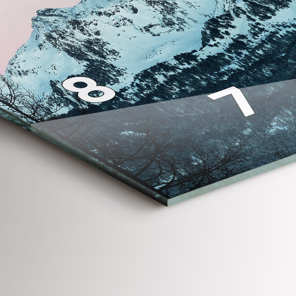 Horizontal wall clock Mountain range in winter