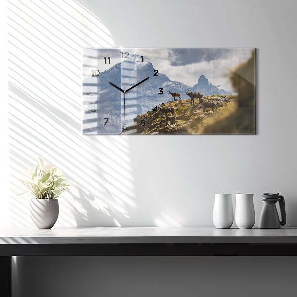 Horizontal wall clock Goat in the Aosta Valley
