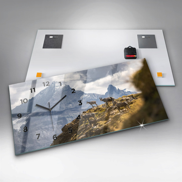 Horizontal wall clock Goat in the Aosta Valley