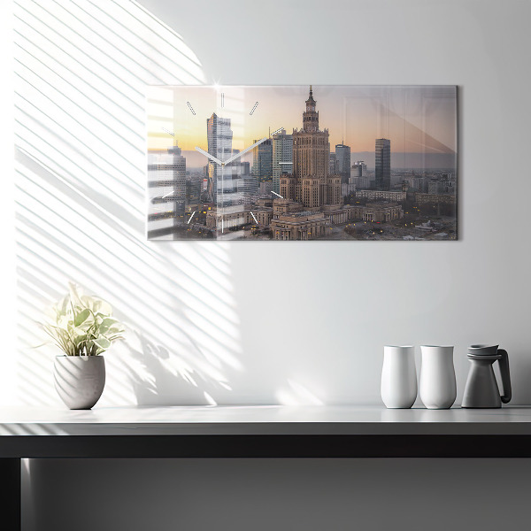 Horizontal wall clock Panorama of Warsaw