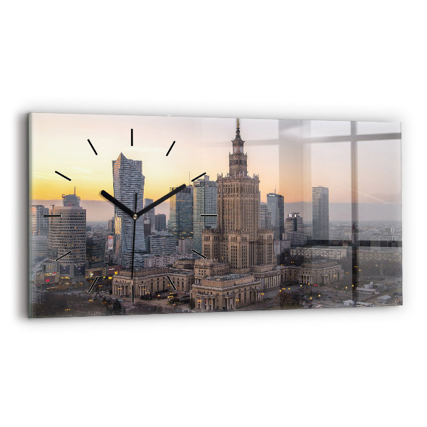 Horizontal wall clock Panorama of Warsaw