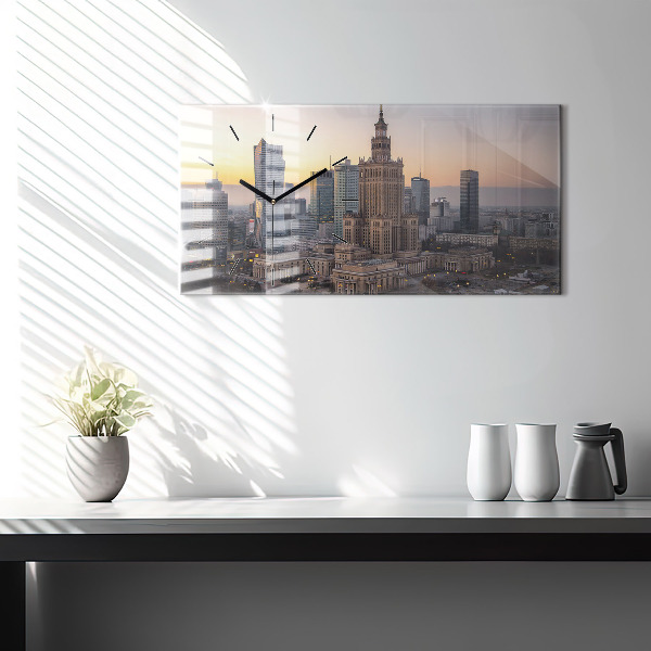 Horizontal wall clock Panorama of Warsaw