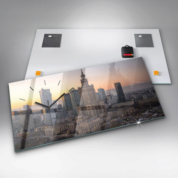 Horizontal wall clock Panorama of Warsaw