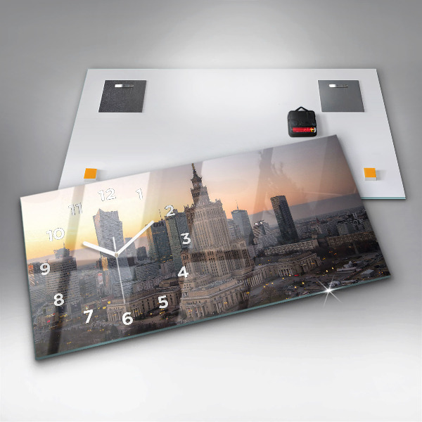 Horizontal wall clock Panorama of Warsaw