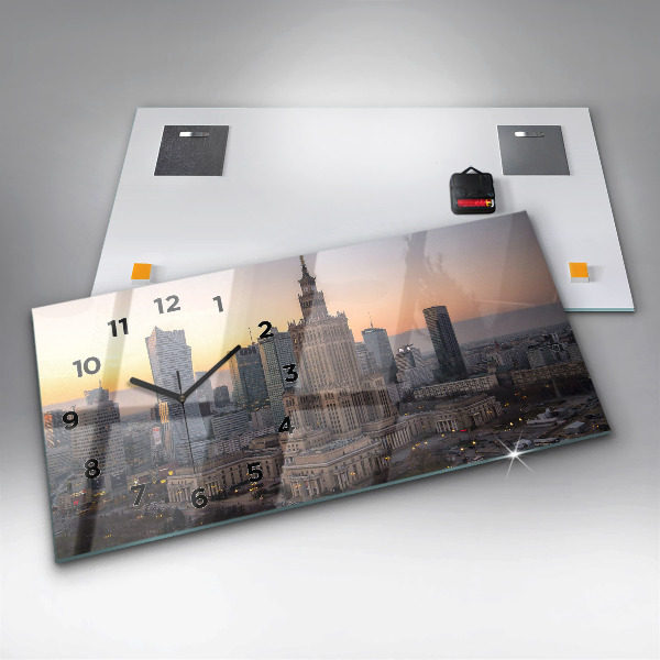 Horizontal wall clock Panorama of Warsaw