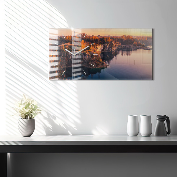 Horizontal wall clock Krakow lake Zakrzówek autumn