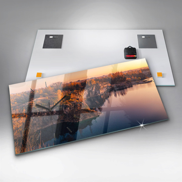 Horizontal wall clock Krakow lake Zakrzówek autumn