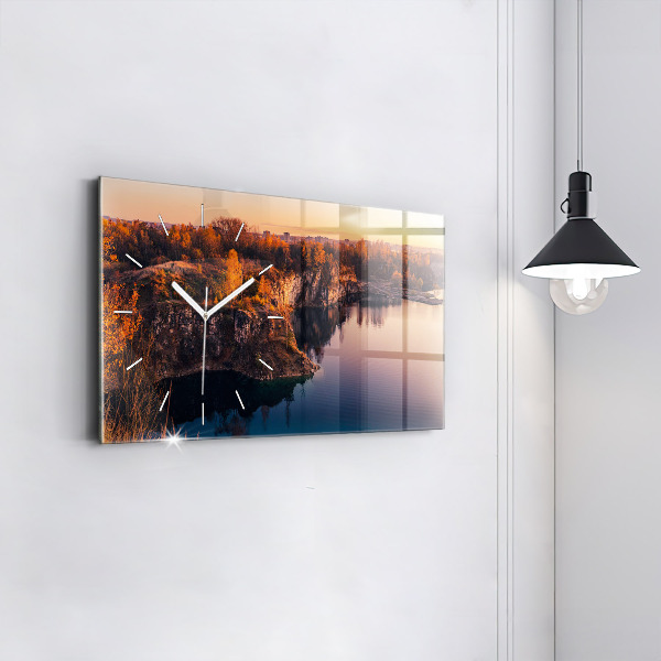 Horizontal wall clock Krakow lake Zakrzówek autumn