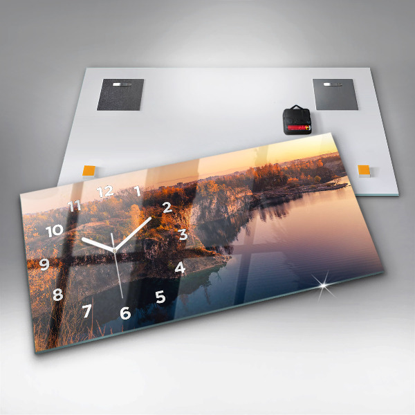 Horizontal wall clock Krakow lake Zakrzówek autumn