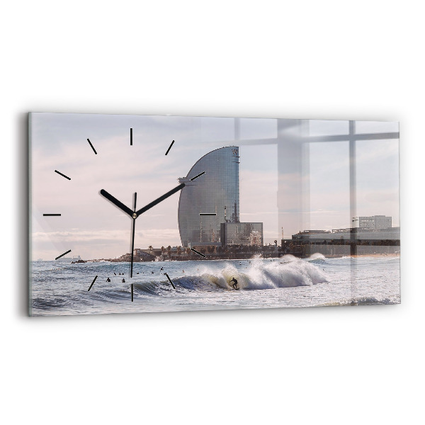 Horizontal wall clock Barcelona Surfer