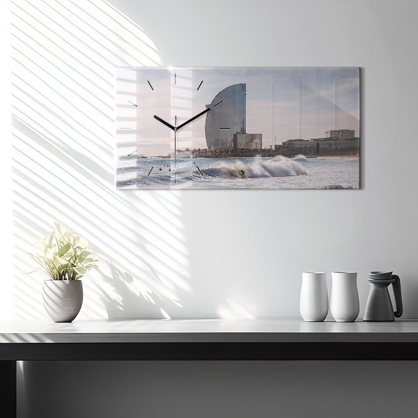 Horizontal wall clock Barcelona Surfer